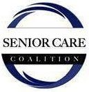Logo with two curved blue lines forming a partial circle around the words "Senior Care Coalition" in black text on a white background, representing personalized senior care in Everett and Arlington.